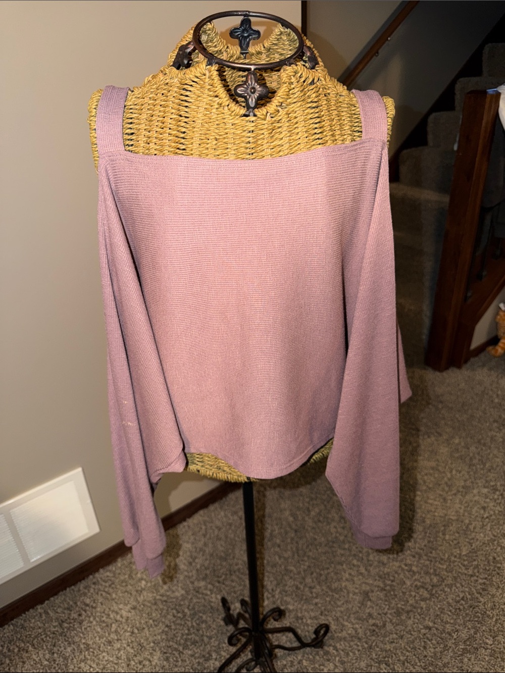 Soprano Dusty Mauve Off-the-Shoulder Knit Sweater